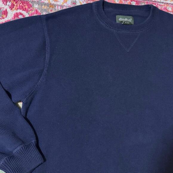 Vintage Eddie Bauer Navy Blue Oversized Knit Pullover Grandpa Sweater - Picture 2 of 4